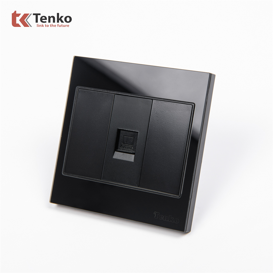 Ổ Cắm Mạng LAN Mặt Kính Cường Lực TK-V18-073 Đen