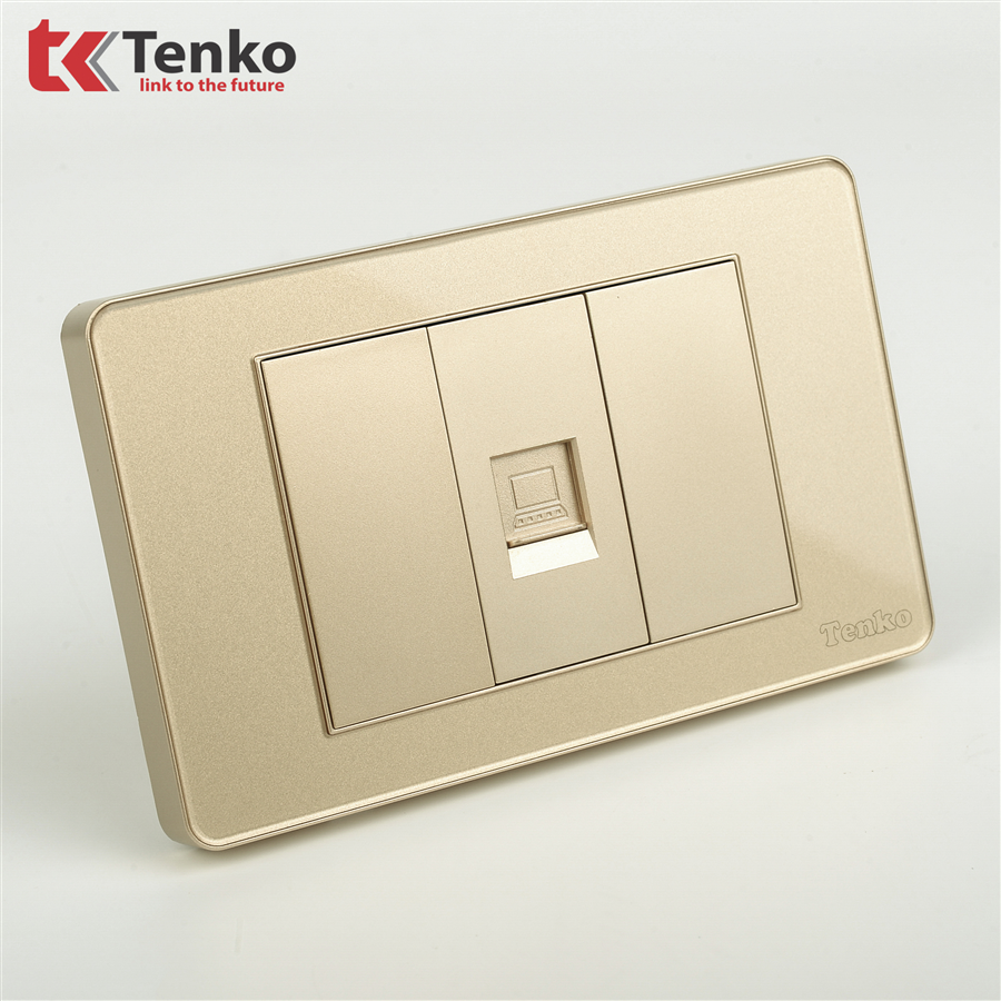Ổ Cắm Mạng LAN Mặt Nhựa Phủ Bóng Kính C9-073 Vàng