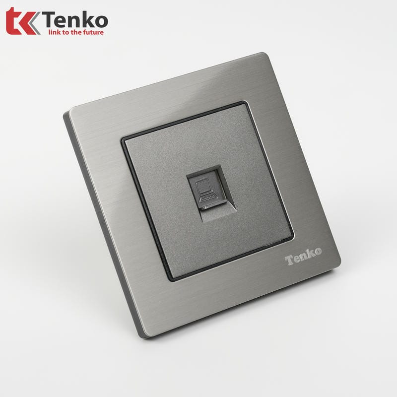 Ổ Cắm Mạng LAN Mặt Vân Hợp Kim F71B-50 Xám Bóng