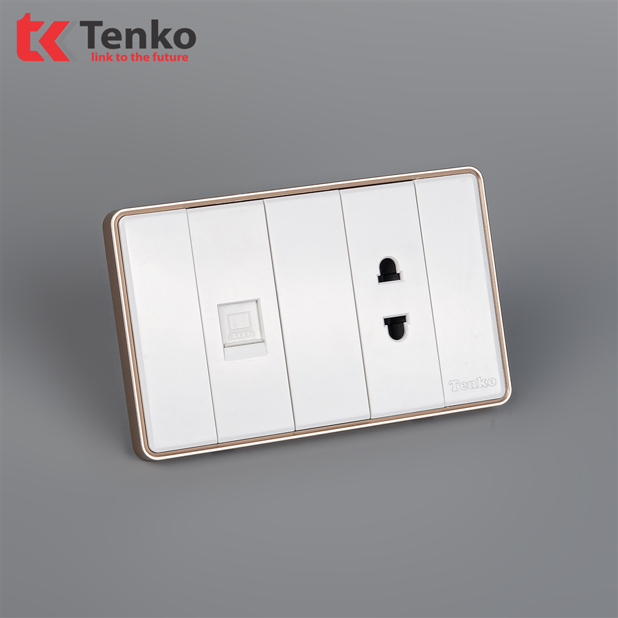Ổ Cắm, Mạng LAN Tràn Viền C1-076 Trắng Viền Vàng