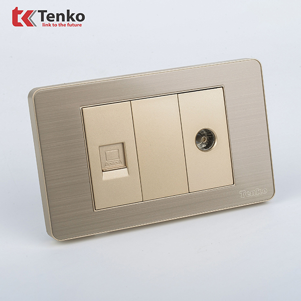 Ổ Cắm Mạng LAN + TV Âm Tường Kim Loại TK-C7G-075