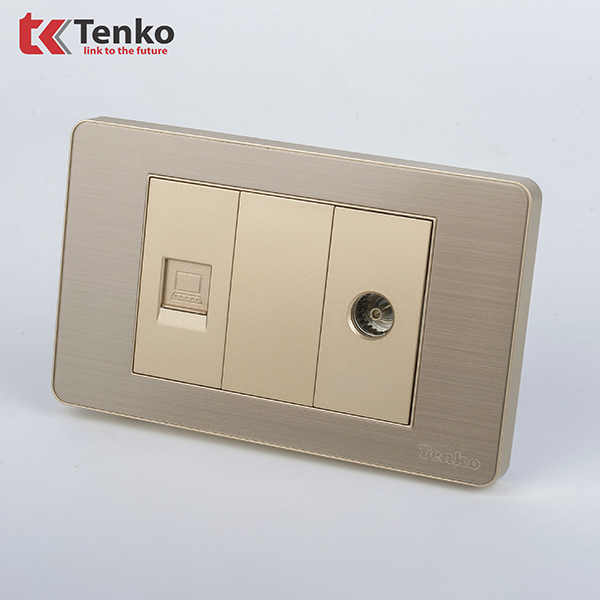 Ổ Cắm Mạng LAN + TV Âm Tường Kim Loại TK-C7G-075