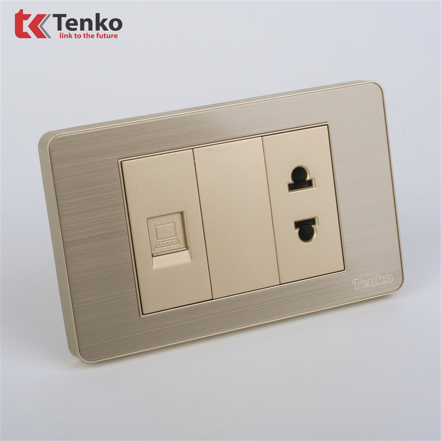 Ổ Cắm Mạng+Ổ Cắm Đơn Âm Tường Kim Loại TK-C7G-078