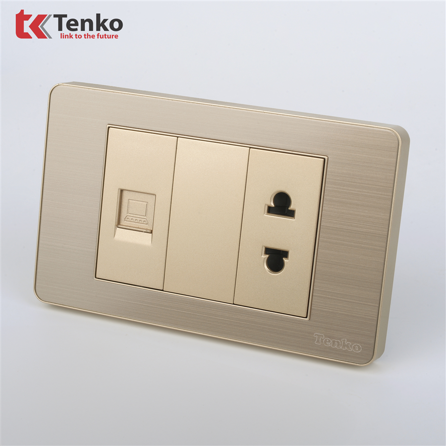 Ổ Cắm Mạng+Ổ Cắm Đơn Âm Tường Kim Loại TK-C7G-078