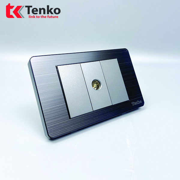 Ổ Cắm Tivi Cáp Đồng Âm Tường TK-C7G-071 Đen Xám
