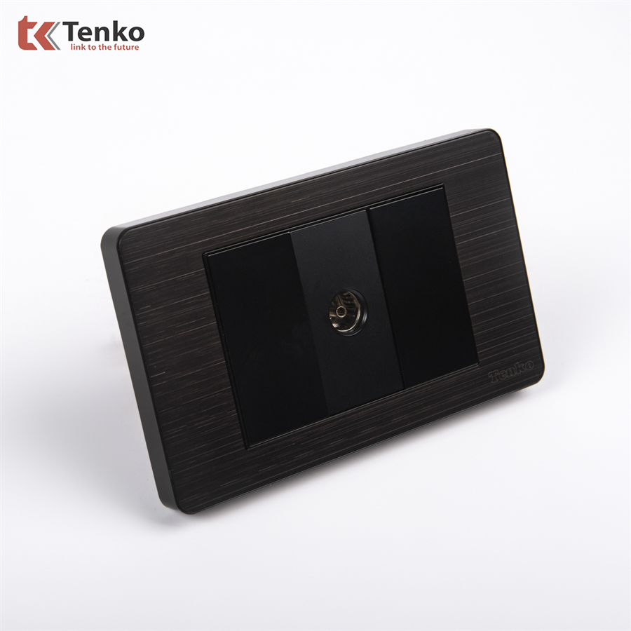 Ổ Cắm Tivi Cáp Đồng Âm Tường TK-C7G-071 Đen Xám