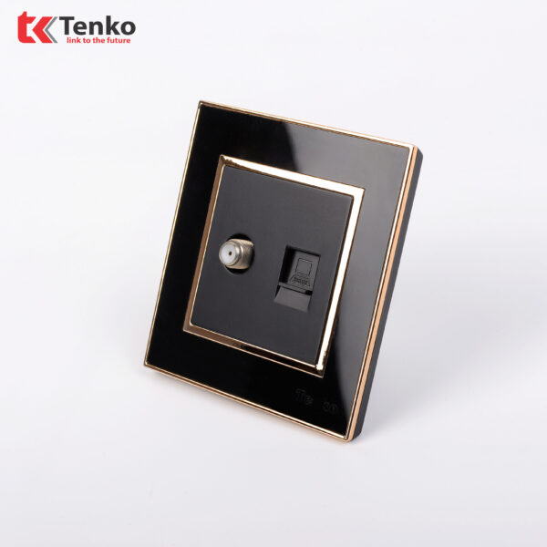 Ổ Cắm Tivi và LAN Nhựa Cao Cấp F66-51 Đen