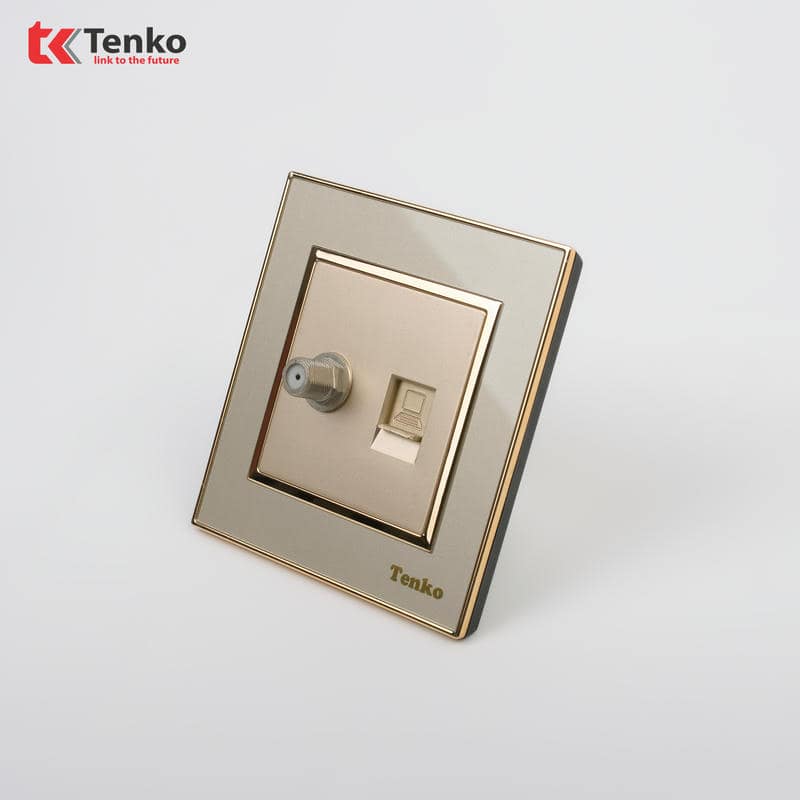 Ổ Cắm Tivi và LAN Nhựa Cao Cấp F66-51 Vàng
