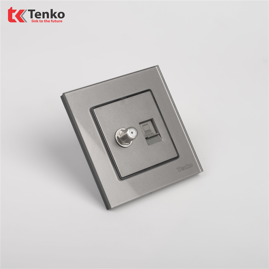 Ổ Cắm Tivi Và Mạng Mặt Kính Cường Lực TK-F71D-51