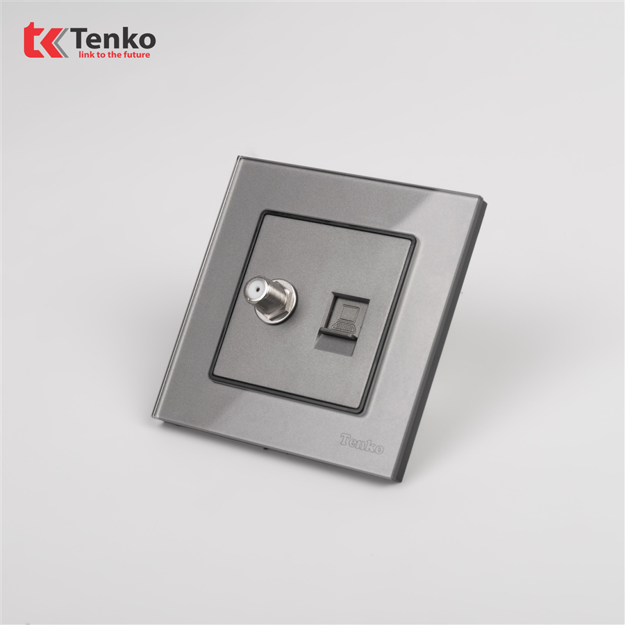Ổ Cắm Tivi Và Mạng Mặt Kính Cường Lực TK-F71D-51
