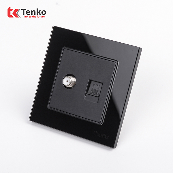 Ổ Cắm Tivi Và Mạng Mặt Kính Cường Lực TK-F71D-51D