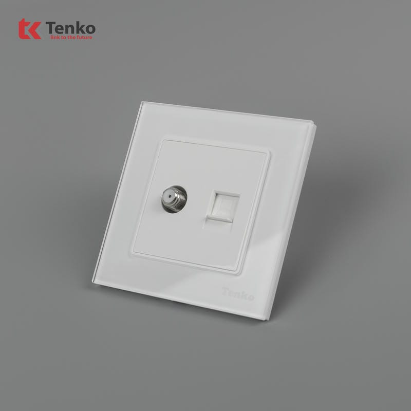 Ổ Cắm Tivi Và Mạng Mặt Kính Cường Lực TK-F71D-51T