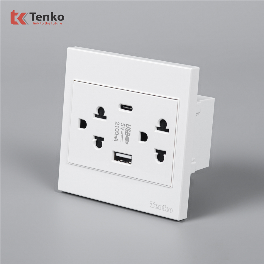 Ổ Cắm + USB + Type C Nhựa ABS Tenko TK-V1-045