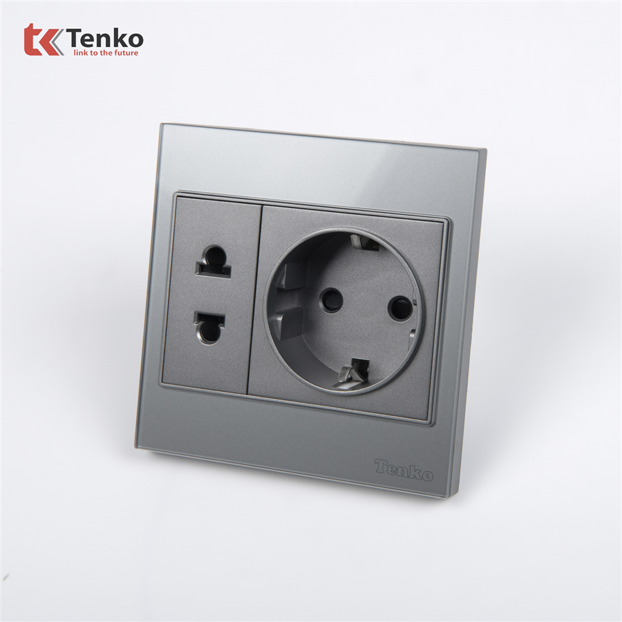 Ổ Điện 2 Chấu Chuẩn Đức Kính Cường Lực TK-V18-059
