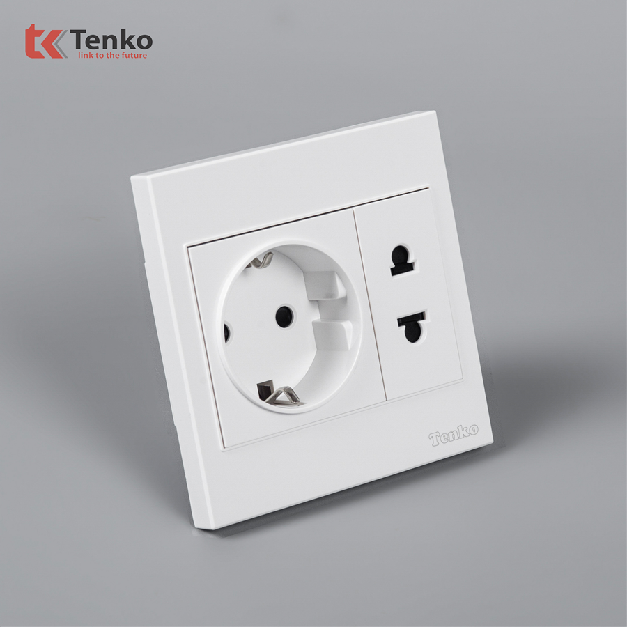 Ổ Điện 2 Chấu Chuẩn Đức Nhựa ABS Tenko TK-V1-059