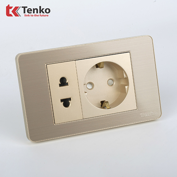Ổ Điện Đôi 2 Chấu Chuẩn Đức Âm tường TK-C7G-059