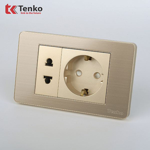 Ổ Điện Đôi 2 Chấu Chuẩn Đức Âm tường TK-C7G-059