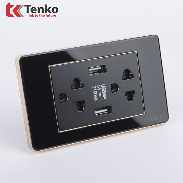 Ổ Điện Đôi 3 Chấu Có USB Âm Tường TK-C26-045