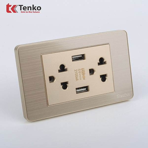 Ổ Điện Đôi 3 Chấu Tích Hợp Cổng USB Sạc TK-C7G-045