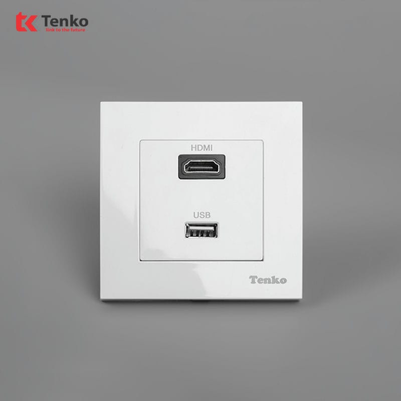 Ổ Cắm HDMI, USB Mặt Nhựa Cao Cấp TT-76 Trắng