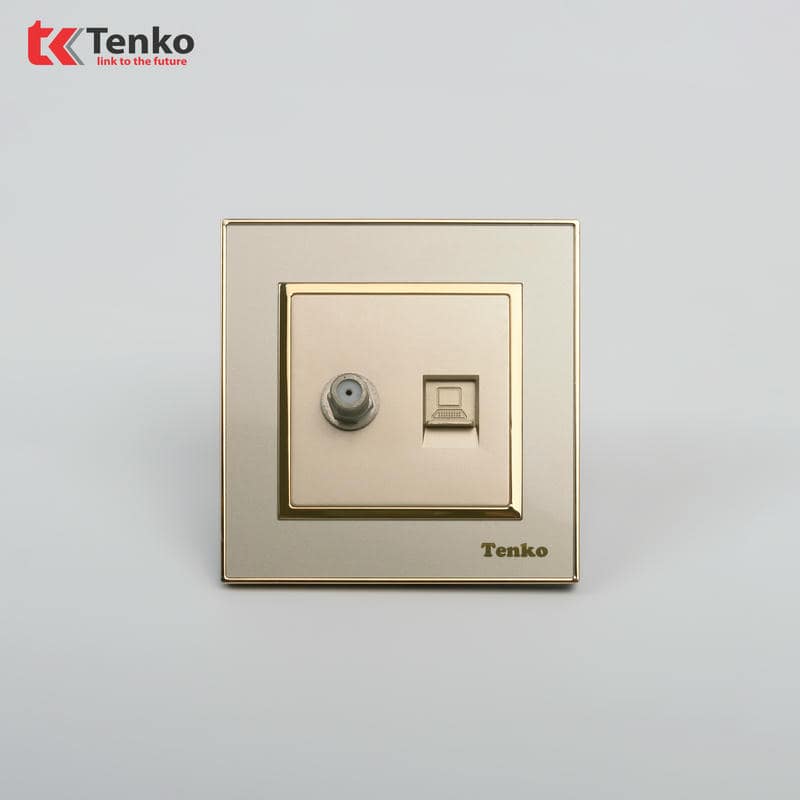 Ổ Cắm Tivi và LAN Nhựa Cao Cấp F66-51 Vàng
