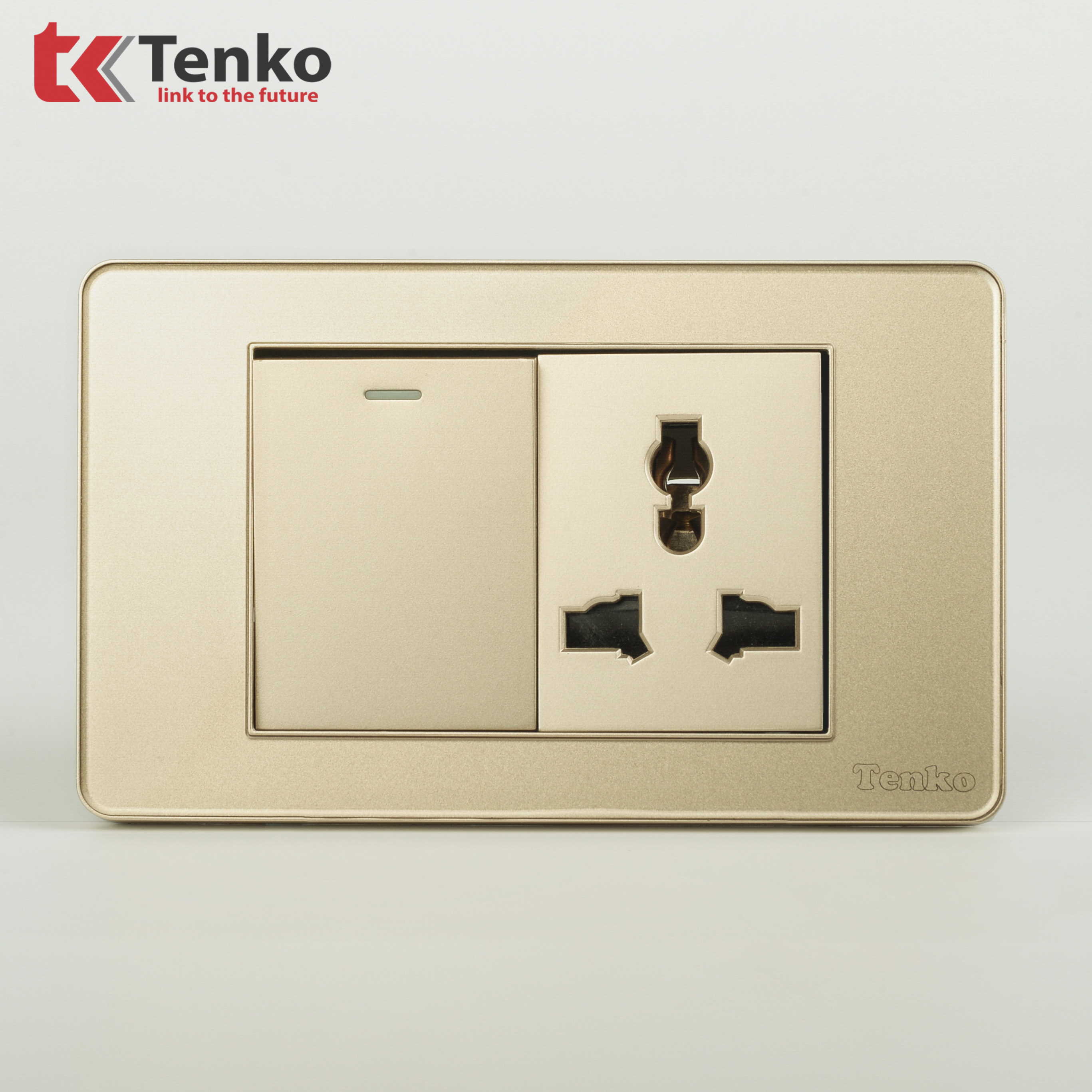 Công Tắc, Ổ Cắm Mặt Nhựa Phủ Bóng Kính C9-039 Vàng