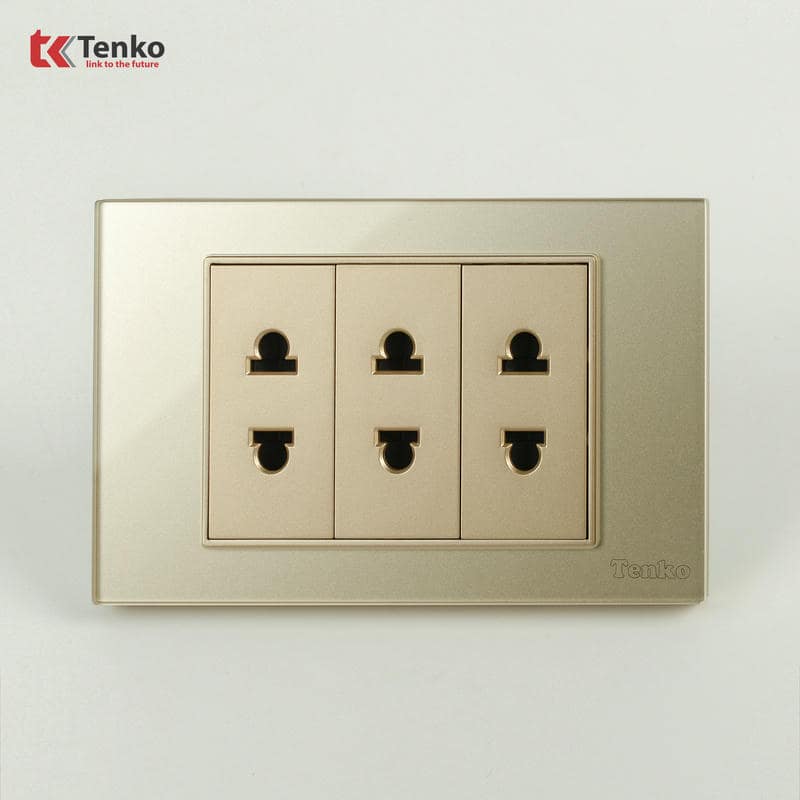 Ổ Cắm Điện Mặt Kính Cường Lực C18-020 Vàng
