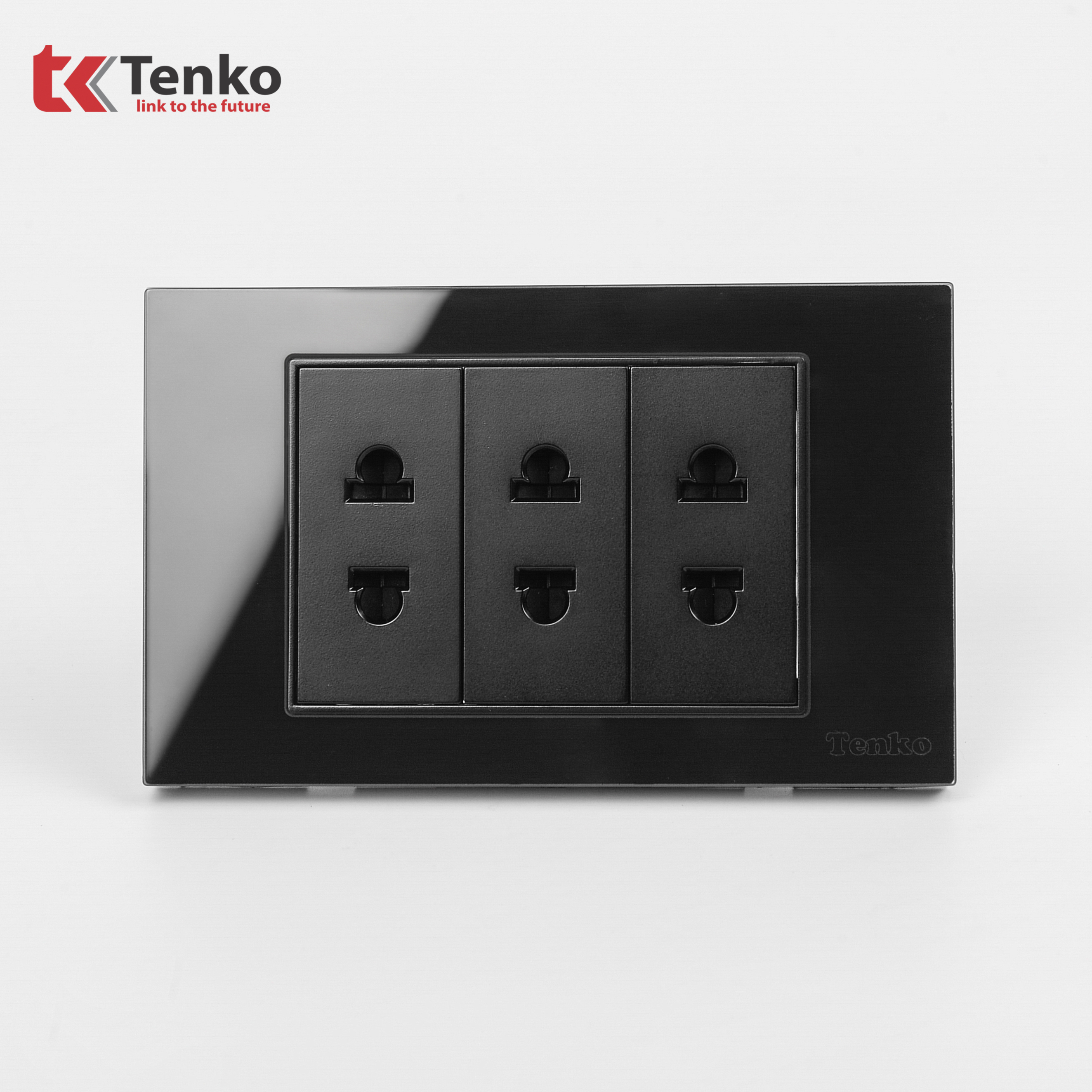 Ổ Cắm Điện Mặt Kính Cường Lực C18-020 Đen