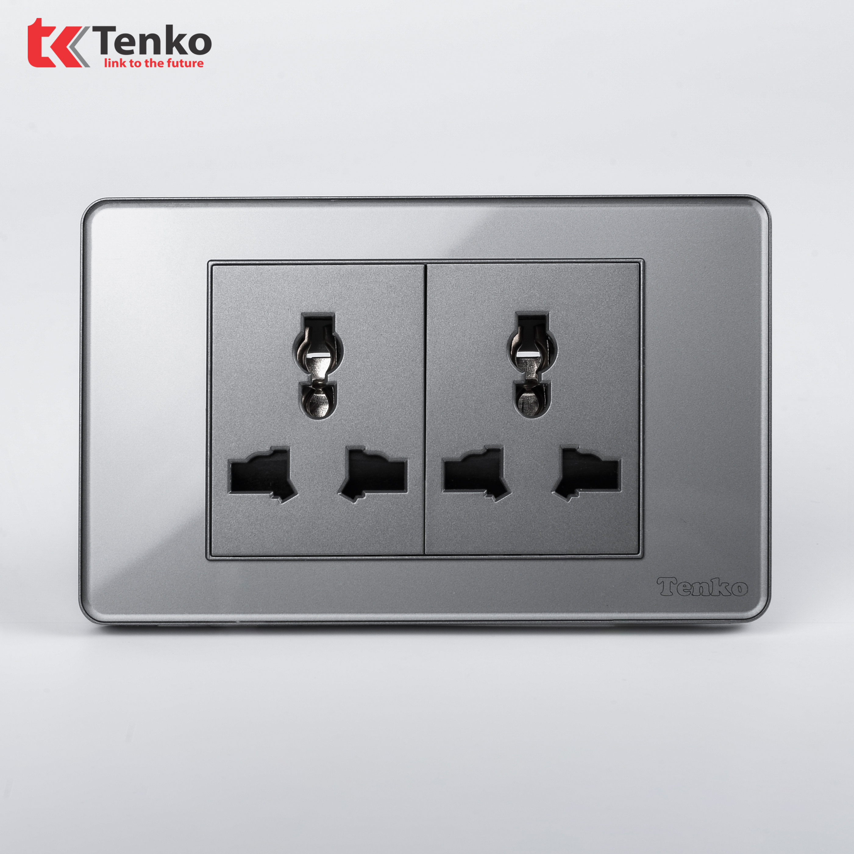 Ổ Cắm 3 Chấu Mặt Nhựa Phủ Bóng Kính C9-045 Vàng