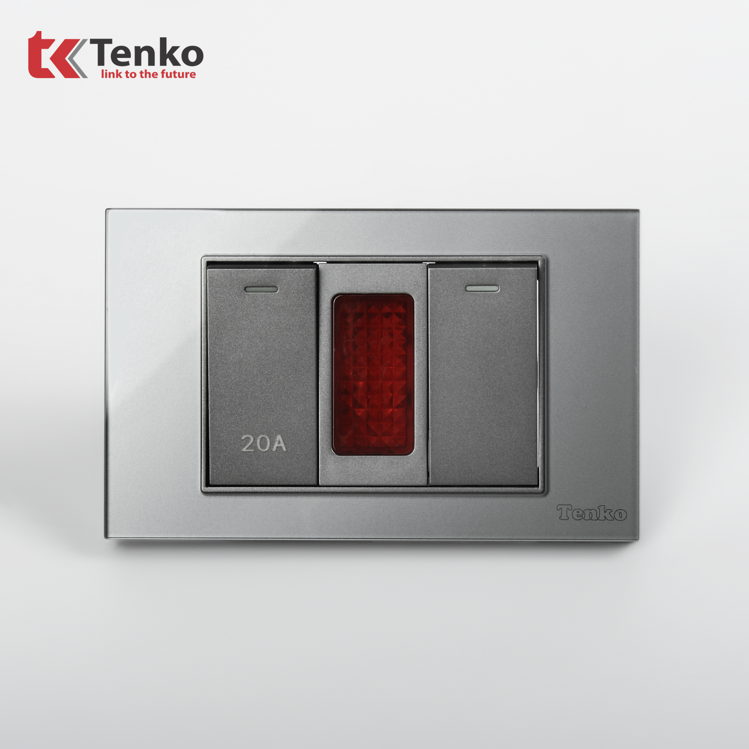 Bộ Công Tắc 20A Mặt Kính Cường Lực C18-081 Xám