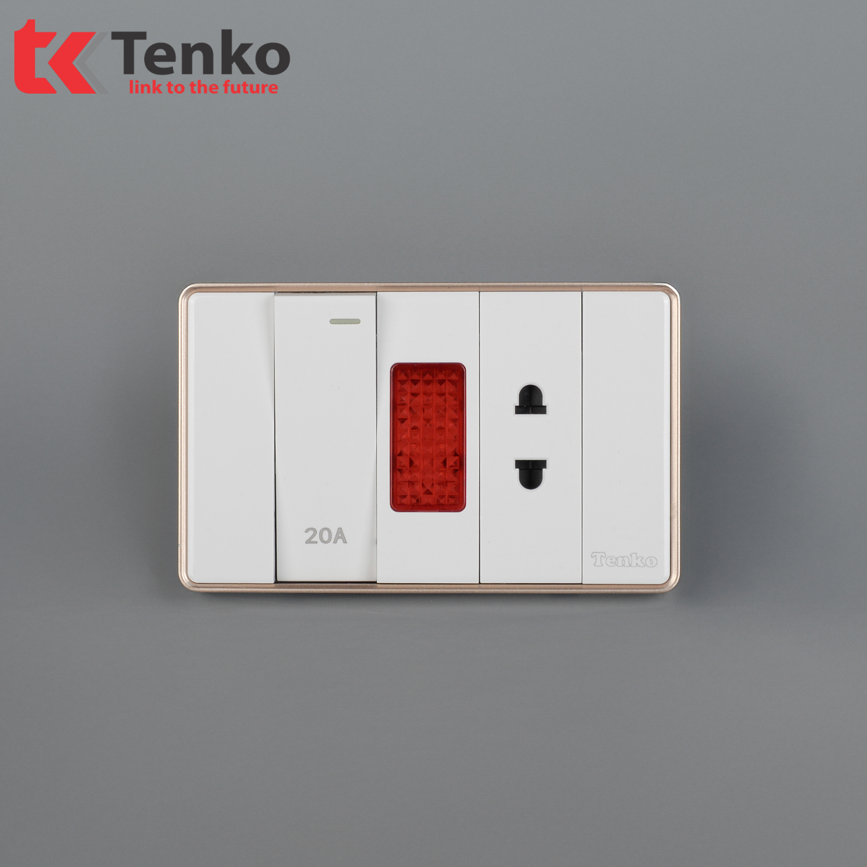 Bộ Công Tắc 20A Tràn Viền C1-080 Trắng Viền Vàng