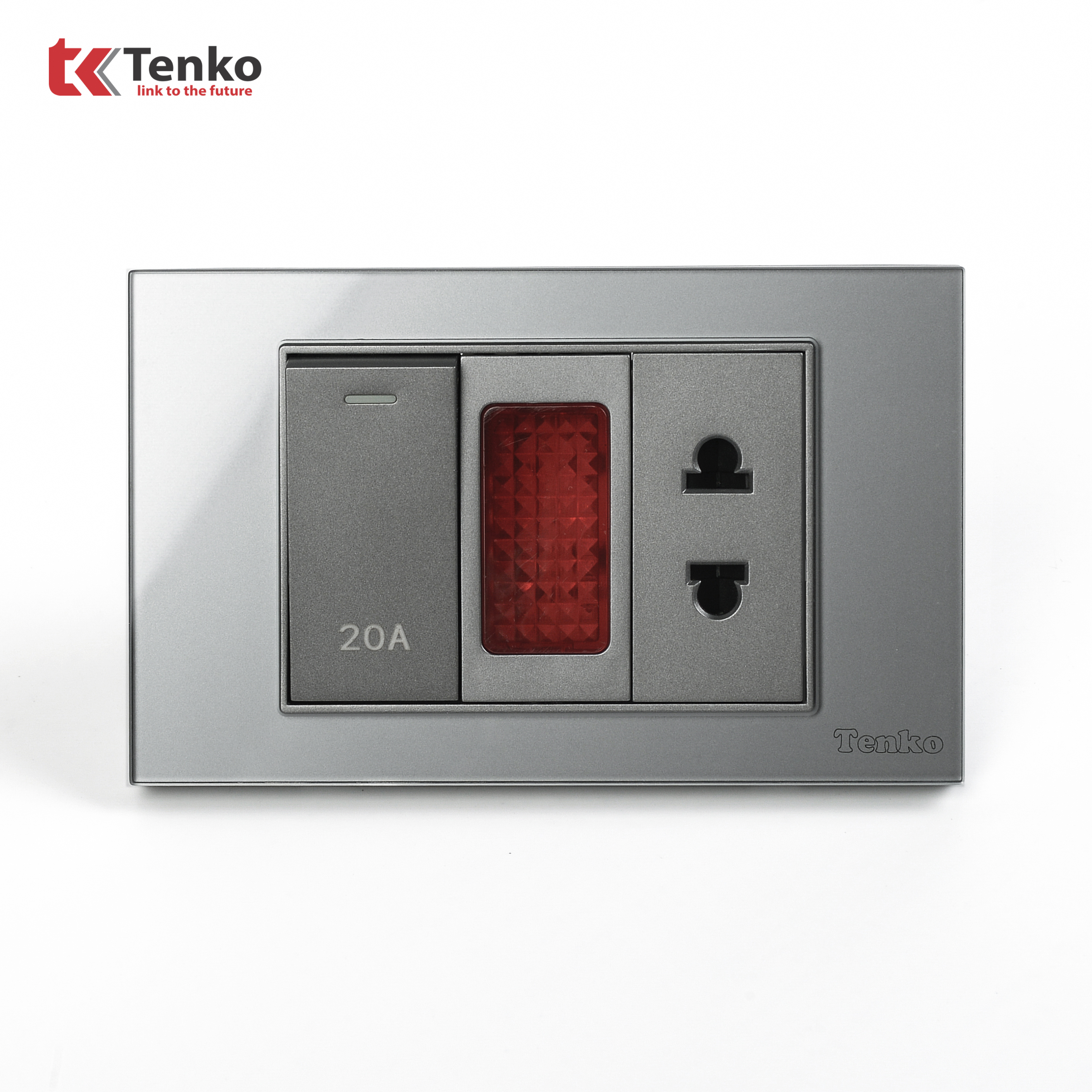 Bộ Công Tắc 20A Mặt Kính Cường Lực C18-080 Xám