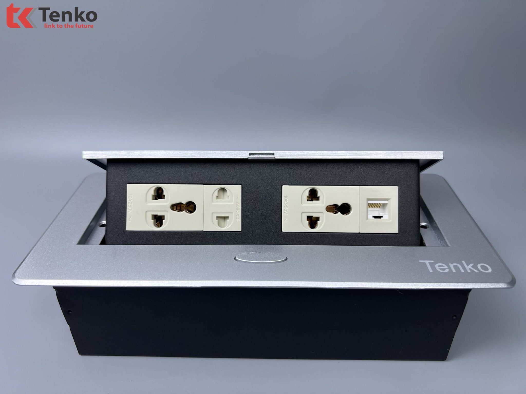 Hộp Ổ Cắm Điện Âm Bàn Họp Tenko TK-AS07DN Màu Bạc