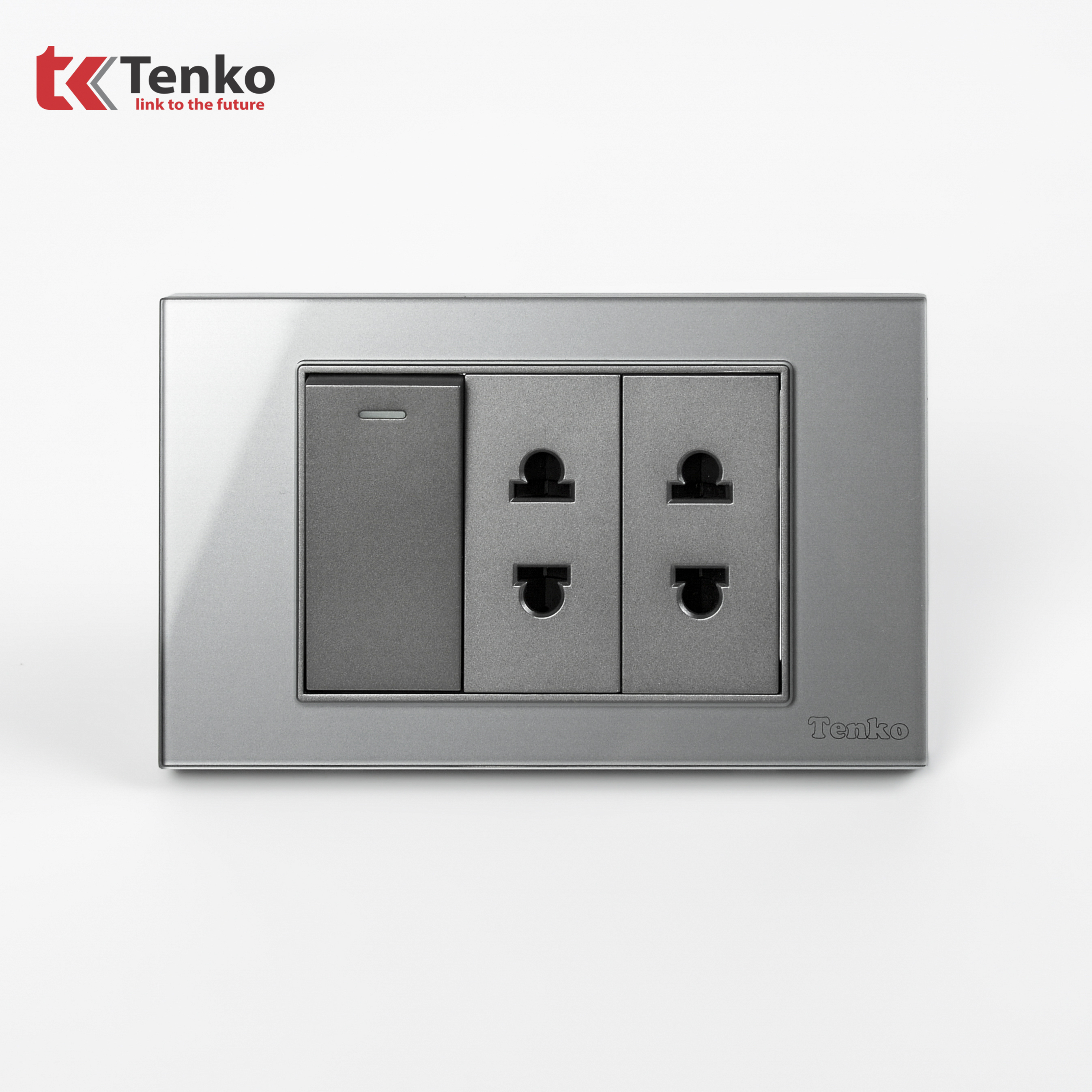 Công Tắc Ổ Cắm Mặt Kính Cường Lực C18-025 Xám