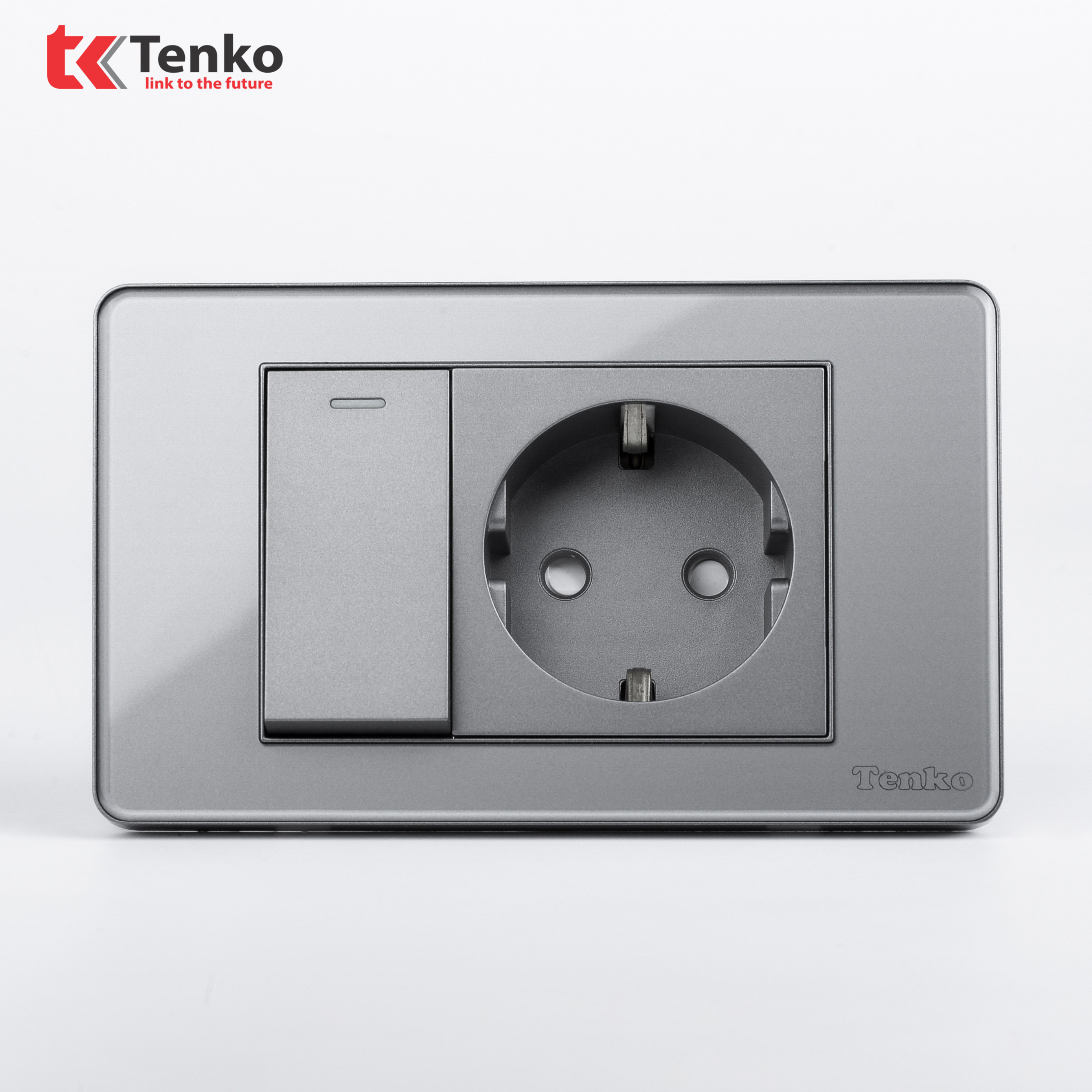 Ổ Cắm Chìm Mặt Nhựa Phủ Bóng Kính C9-063 Xám