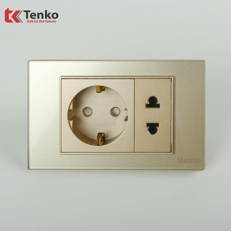 Ổ Cắm Chìm Mặt Kính Cường Lực C18-059 Vàng