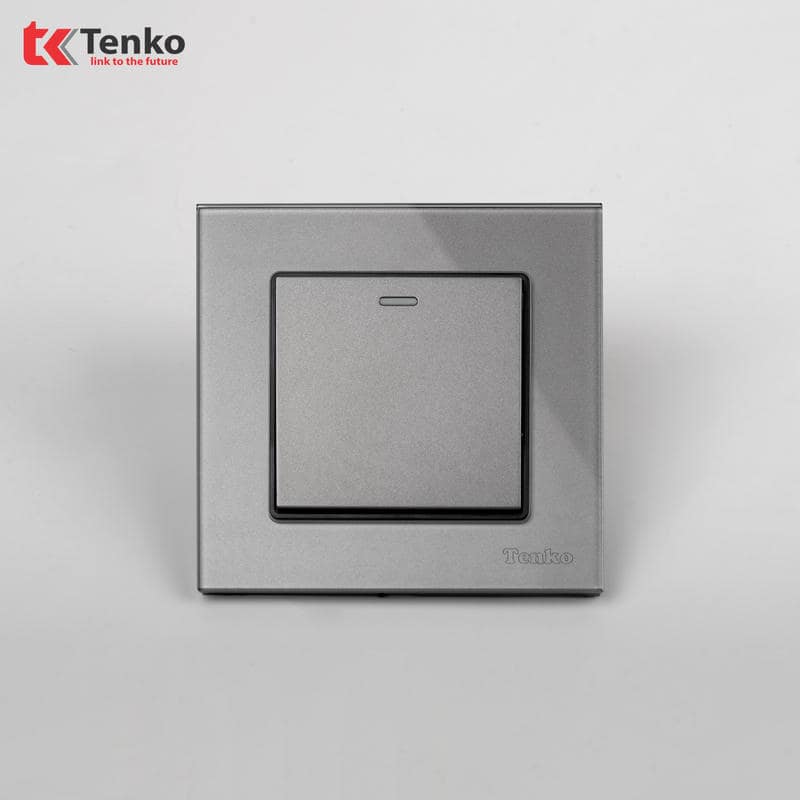 Công Tắc 1 Nút Mặt Kính Cường Lực F71D-01 Xám