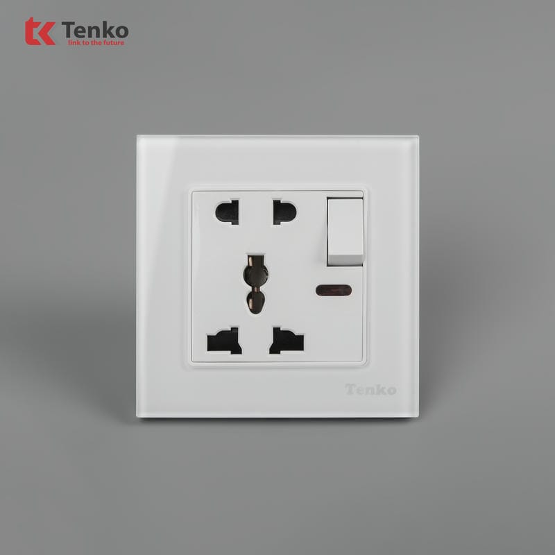 Ổ Cắm Có Công Tắc Mặt Kính Cường Lực TK-F71D-28