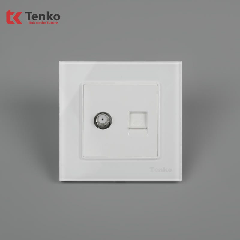 Ổ Cắm Tivi Và Mạng Mặt Kính Cường Lực TK-F71D-51T