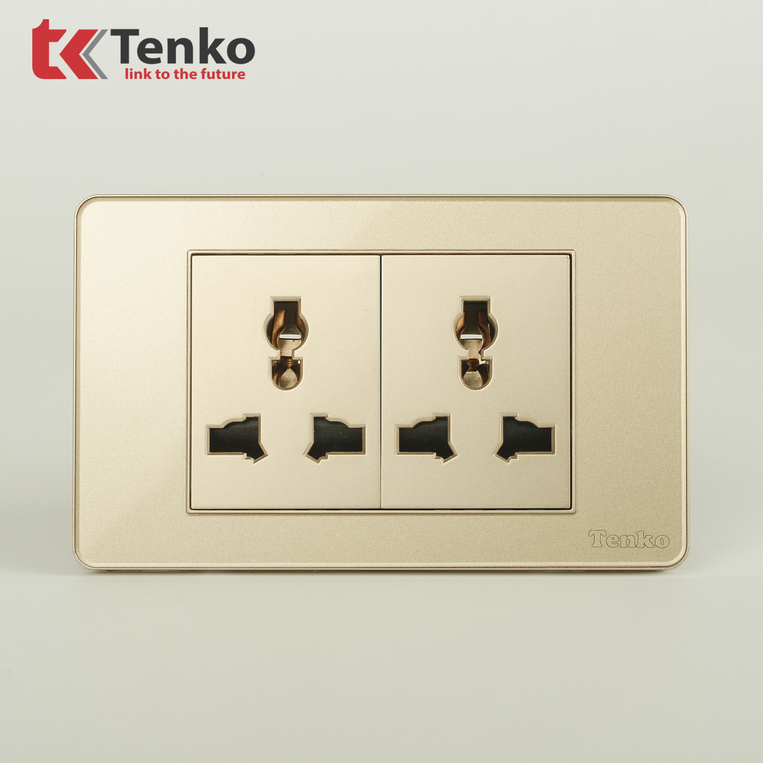 Ổ Cắm 3 Chấu Mặt Nhựa Phủ Bóng Kính C9-045 Vàng