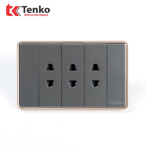 Ổ Cắm 2 Chấu Tràn Viền C1-020 Vàng Viền Vàng