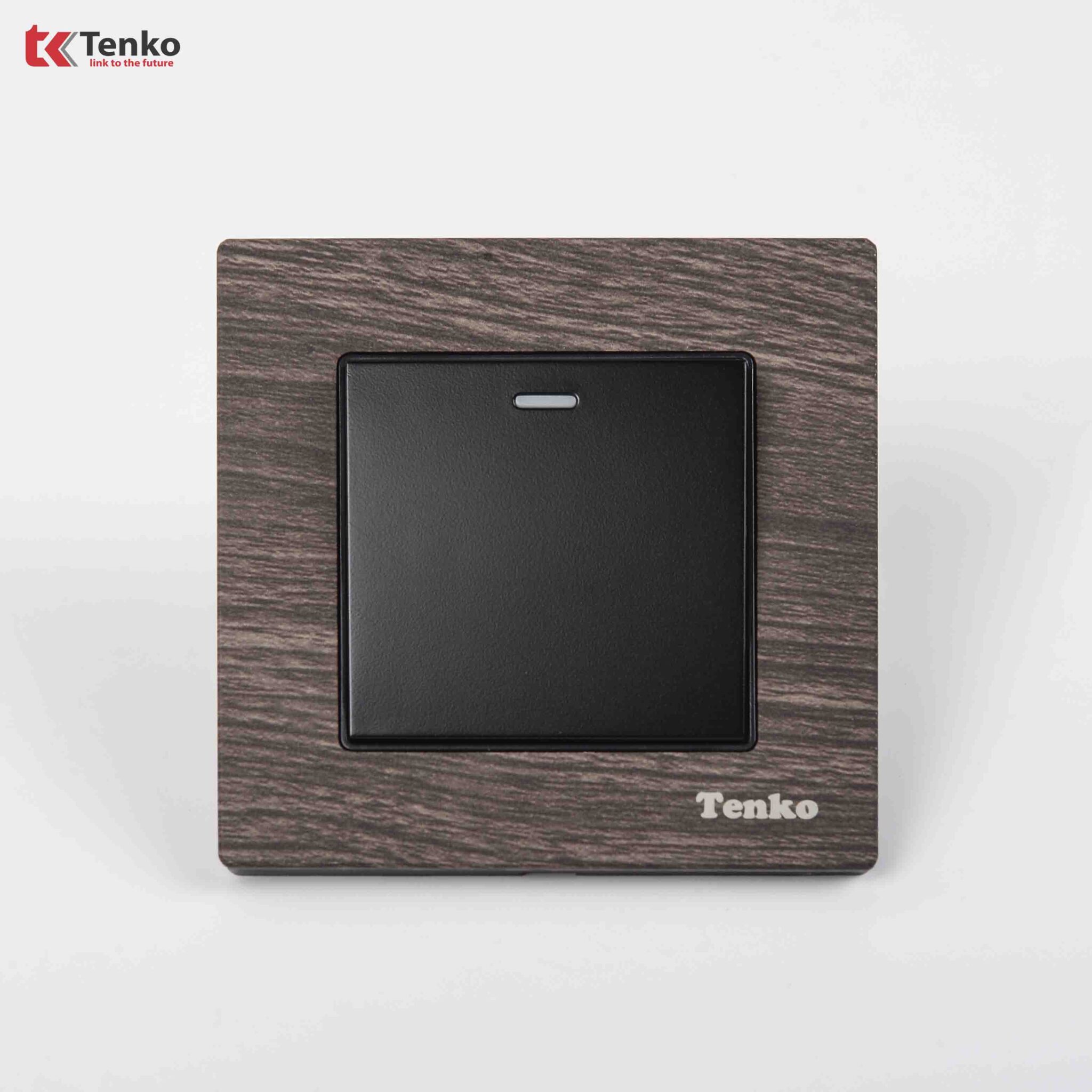 Công Tắc 1 Nút Mặt Vuông Vân Gỗ Tenko TK-F71A