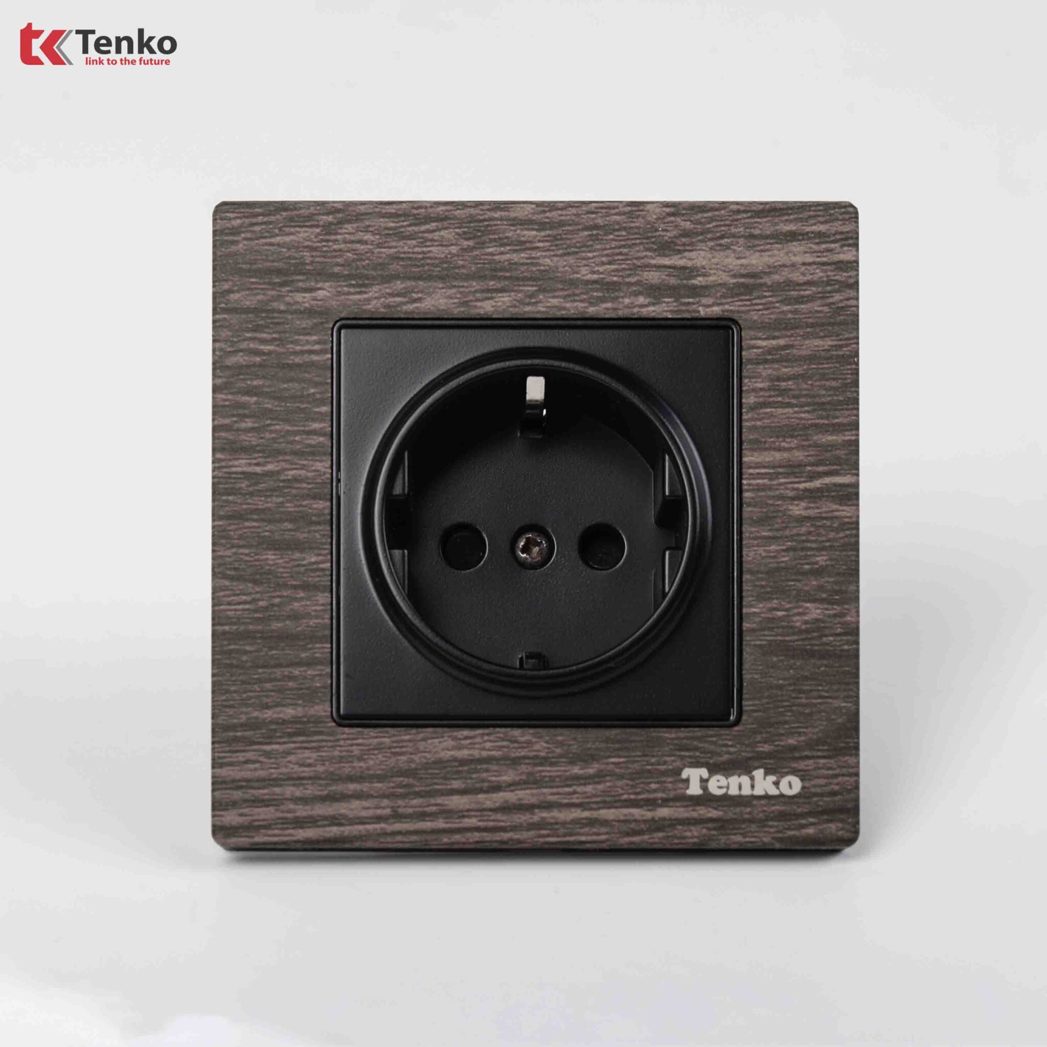 Ổ Cắm Chuẩn Đức Mặt Vuông Vân Gỗ TK-F71A-20
