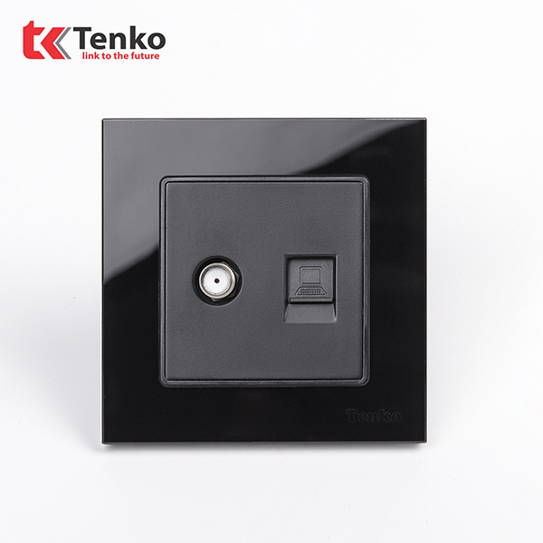 Ổ Cắm Tivi Và Mạng Mặt Kính Cường Lực TK-F71D-51D