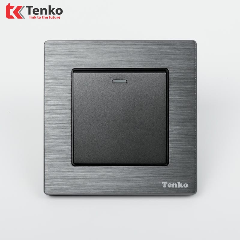 Công Tắc 1 Nút Mặt Vân Hợp Kim F71B-01 Xám Xước