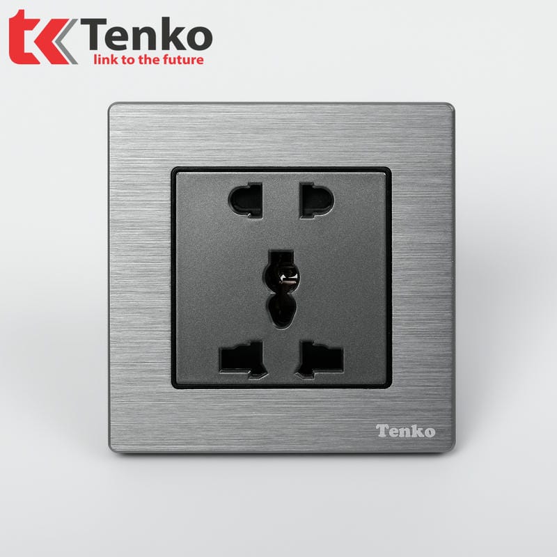 Ổ Cắm Điện Đôi Mặt Vân Hợp Kim F71B-18 Xám Xước