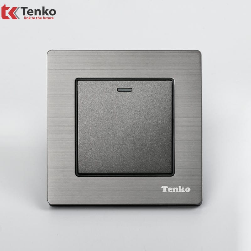 Công Tắc 1 Nút Mặt Vân Hợp Kim F71B-01 Xám Bóng
