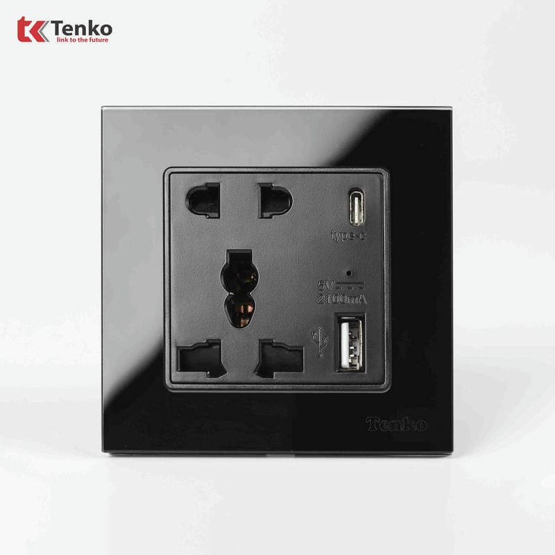 Ổ Cắm Có USB,Type C Mặt Kính Cường Lực TK-F71D-44D