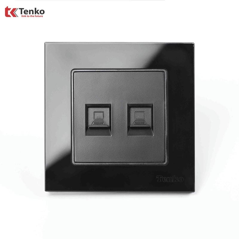 2 Ổ Cắm Mạng Mặt Kính Cường Lực TK-F71D-52D