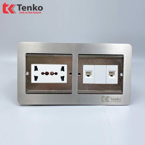 Ổ Cắm Điện &Acirc;m S&agrave;n TK-DS-211S06 2 Ổ 3 Chấu + 2 LAN